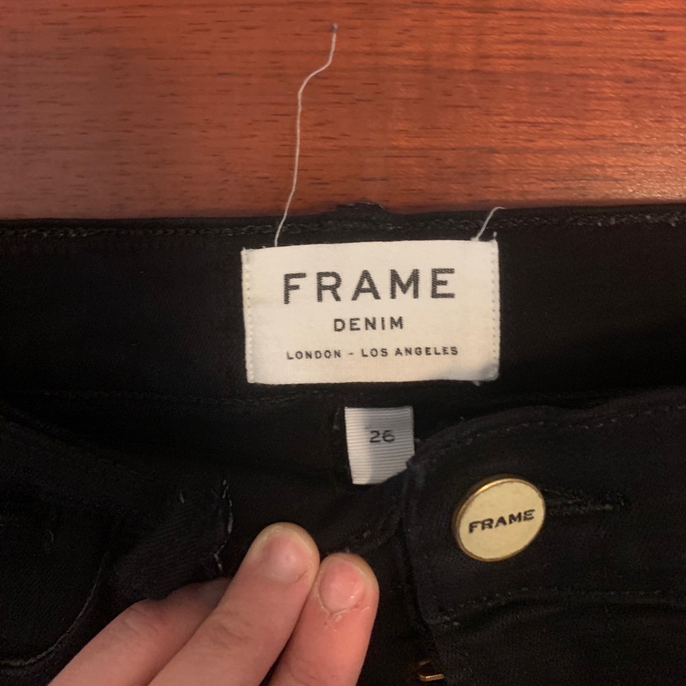 Distressed black Frame jeans!